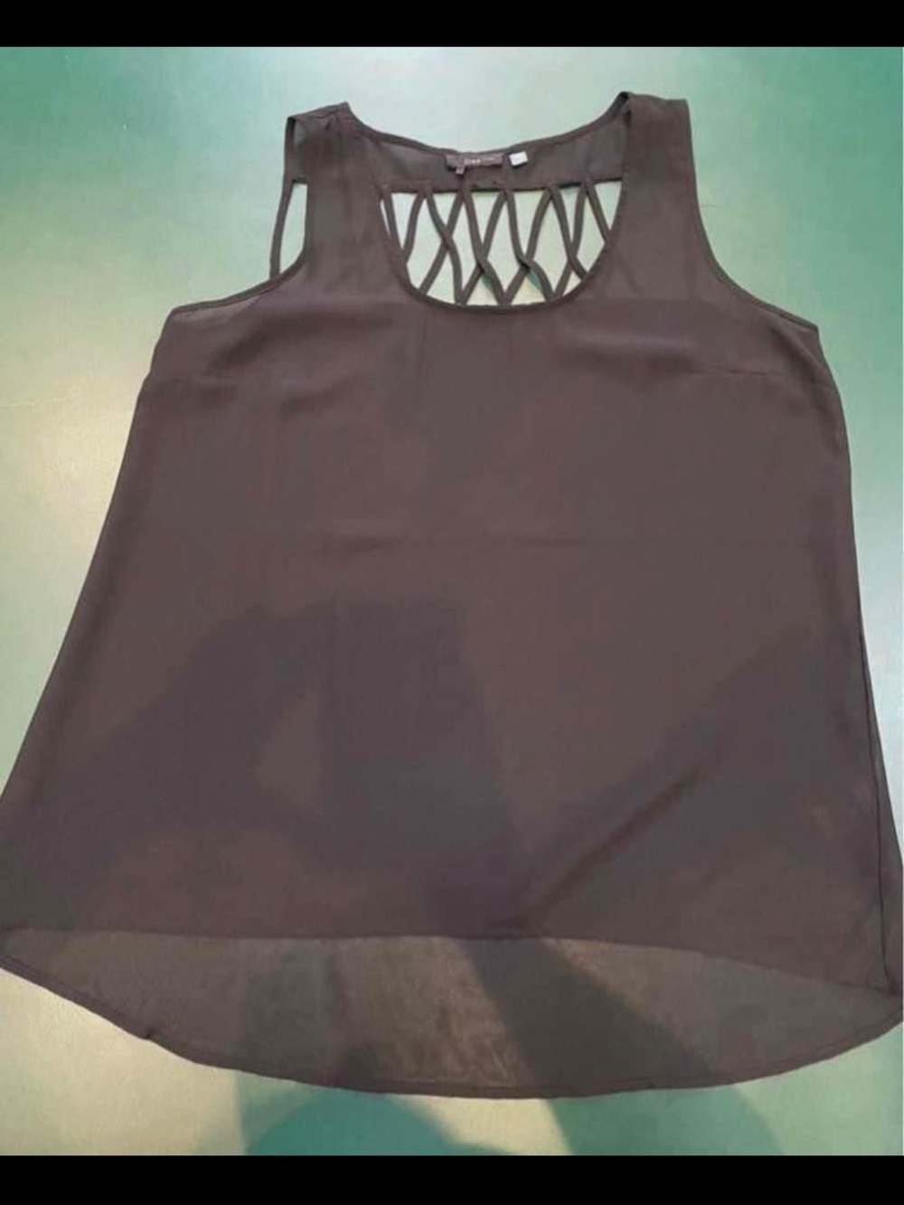 Black Sleeveless Camisole with Lattice Back